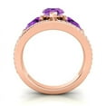 thumbnail image 4 of 2.00 Carat Pear Cut Amethyst Gemstone & Natural Diamond Stylish Three Stone Ring for Women Solid 14K Rose Gold Size 11.5 by Diamond-Capitals, 4 of 8