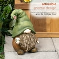 thumbnail image 3 of Alpine Corporation 10"H Garden Gnome with Green Hat Holding a Flower, 3 of 13