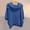 01 Blue, variant on Weiqiqre Summer Outfits for Women Plus Size Tops Loose Crew Neck T Shirts Casual Three Quarter Length Tunic Tops