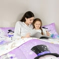 thumbnail image 4 of Homewish Cartoon Winter Snowman Twin Bedding Sets 7-Piece for Kid, Santa Claus Gifts Bedding Comforter Set, Dreamy Purple Christmas Reversible Sheet Sets, Microfiber Bedroom Decor, 4 of 7