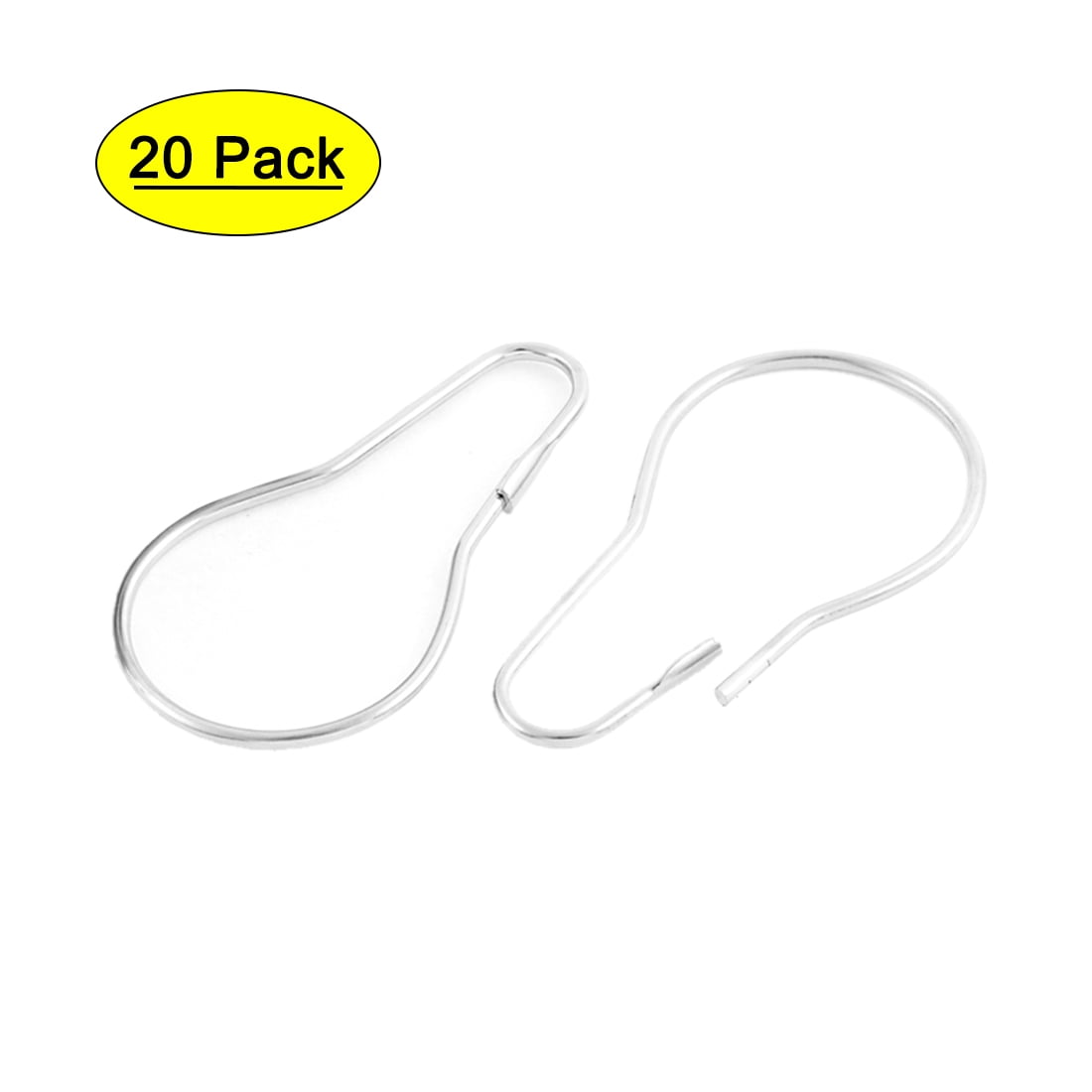 Metal Shower Curtain Ring Hooks Stainless Steel 2.6 x 1.46 20Pcs