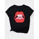 thumbnail image 3 of Black Women's Casual Fashion Top with Big Red Mouth Print and Love Bite, Round Neck Short Sleeve T-shirt, 3 of 6