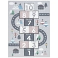thumbnail image 2 of SAFAVIEH Kids Playhouse City Hopscotch Machine Washable Area Rug, Grey/Pink, 6'7" x 9', 2 of 13