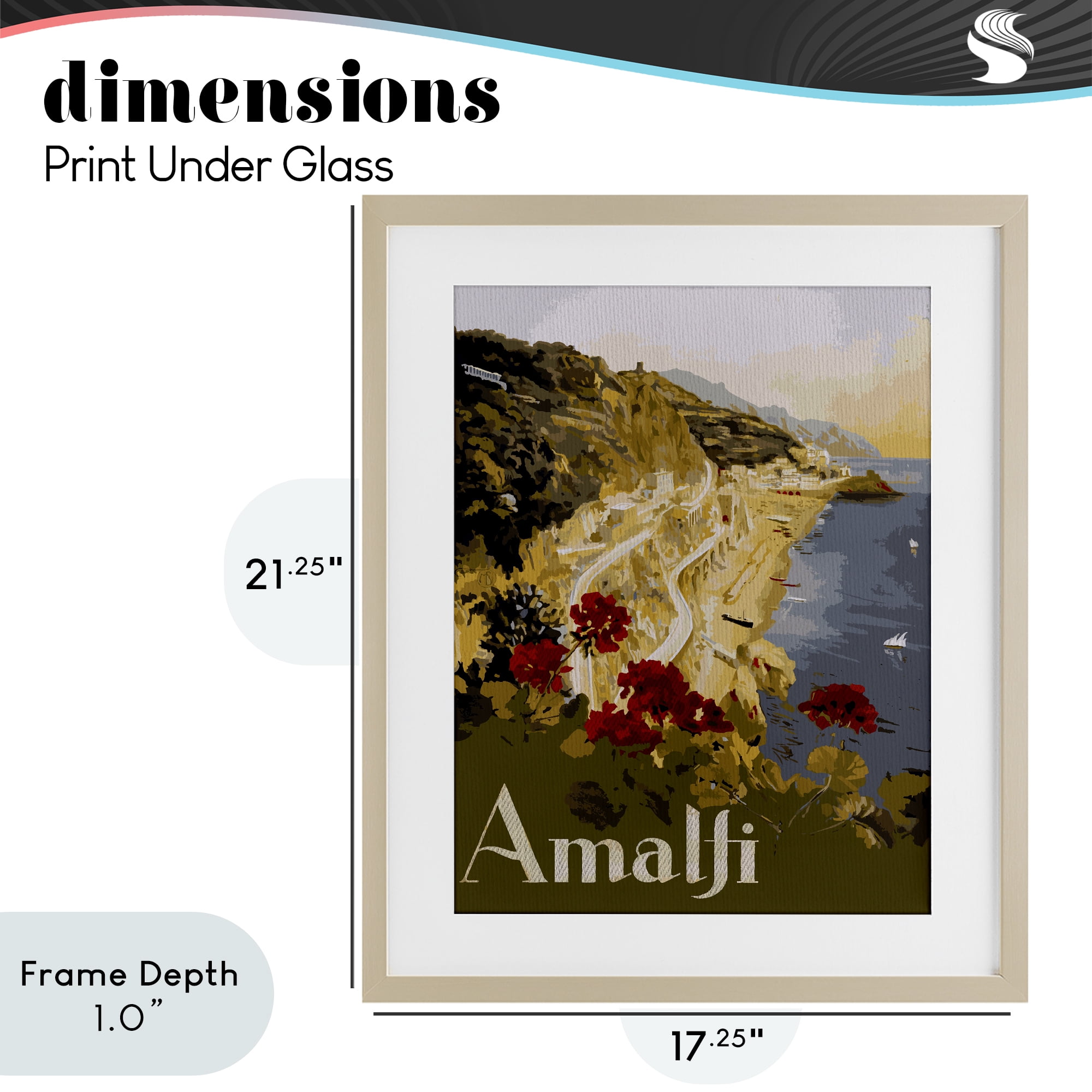 Stupell Industries Picturesque Amalfi Coast Birch Framed Print Under Glass, design by Lil' Rue