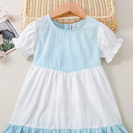 

PEASKJP Girls Plus Size Dresses Children Girls Pleated Short Sleeve Floral Floral Flowy Round Neckline Dress Vintage Ruffled Maxi Dresses for Girls 2023 Blue 3-4 Years