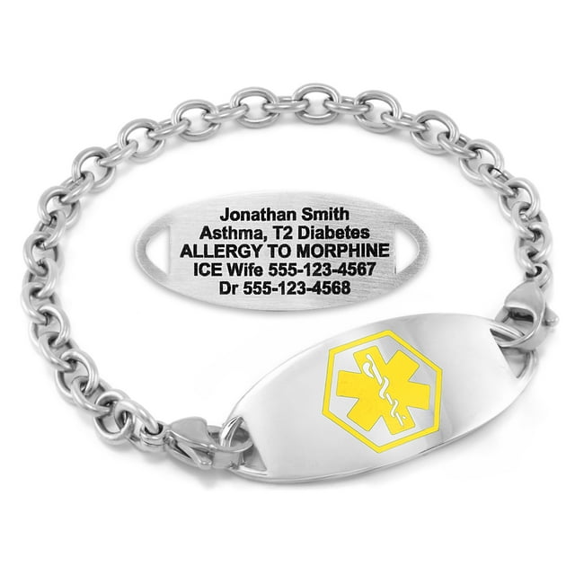 MedicEngraved Stainless Steel Custom Medical Alert Bracelet - 5mm Oval Link