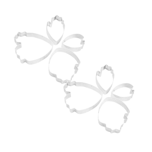 Oleegame 2PC Cookie Mold Household Cartoon Stainless Steel Baking Mould 4PC Cartoon Peony Flower Candy Flower Cutting Mould Silver