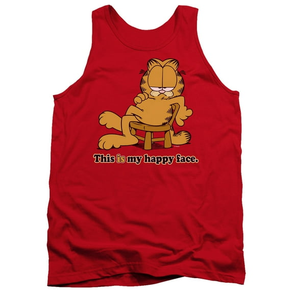 Garfield Happy Face Adult Tank Top Red