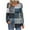 Blue, variant on Womens Color Block Tops Striped Long Sleeve V Neck Button Pleated Casaul Pullover Blouse Trendy Clothes