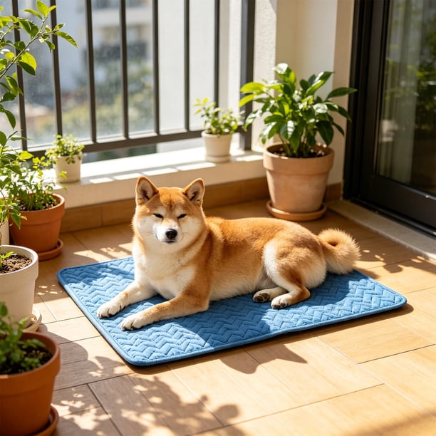 Alfombrilla refrescante para perros y gatos, lavable, con base antideslizante, almohadilla de hielo portátil para aliviar el calor, múltiples tamaños, uso en interiores y exteriores.