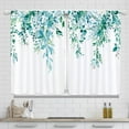 thumbnail image 2 of Teal Turquoise Kitchen Curtains 36 Inch Length Eucalyptus Leaves Floral Flower Kitchen Window Curtains Over Sink Plant Cafe Small Short Bathroom Curtains Window Treatment Tiers Drapes, 2 of 4