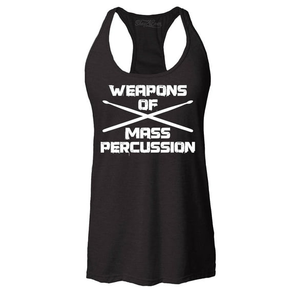Shop4Ever Women's Weapons of Mass Percussion Drumsticks Drummer Racerback Tank Top X-Large Black