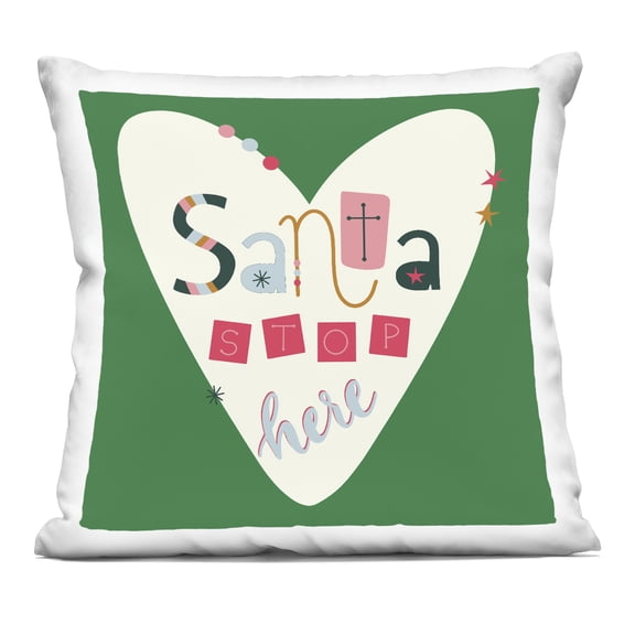Stupell Industries Santa Stop Here Heart Design by Sazerelli Designs Throw Pillow