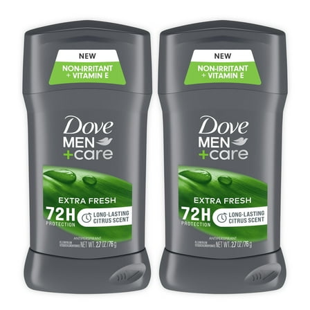 Dove Men Care Extra Fresh Men,S Antiperspirant Deodorant Stick Extra Fresh Twin Pack With 72-Hour Sweat & Odor Protection With 1/4 Moisturizing Cream & Long-Lasting Citrus Scent 2.7 Oz