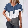 thumbnail image 2 of Women's Zipper Summer Pleated Button Short Sleeve T-Shirt Summer V-Neck Casual top, 2 of 6