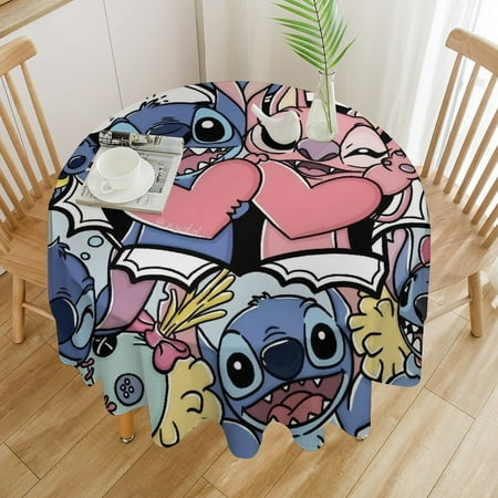 

Stitch Halloween Christmas round plastic waterproof tablecloth 50x50in