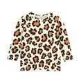thumbnail image 5 of CLOISE Boys 3/4 Sleeve Shirts Girls Toddler Crew Neck Tops Leopard Print Casual Fashion Fall Winter Clothes Brown 3-12T, 5 of 5