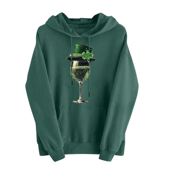 FDGIU Women's Plus Size Saint Patrick's Day Sweatshirt - Oversized Green Shamrock Print Long Sleeve Pullover