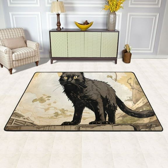 Cat Area Floor Mats Soft Large Nursery Rugs Non-Slip Foam Carpets Living Room Doormat for Bedroom Dinning Decor 36" x 24"