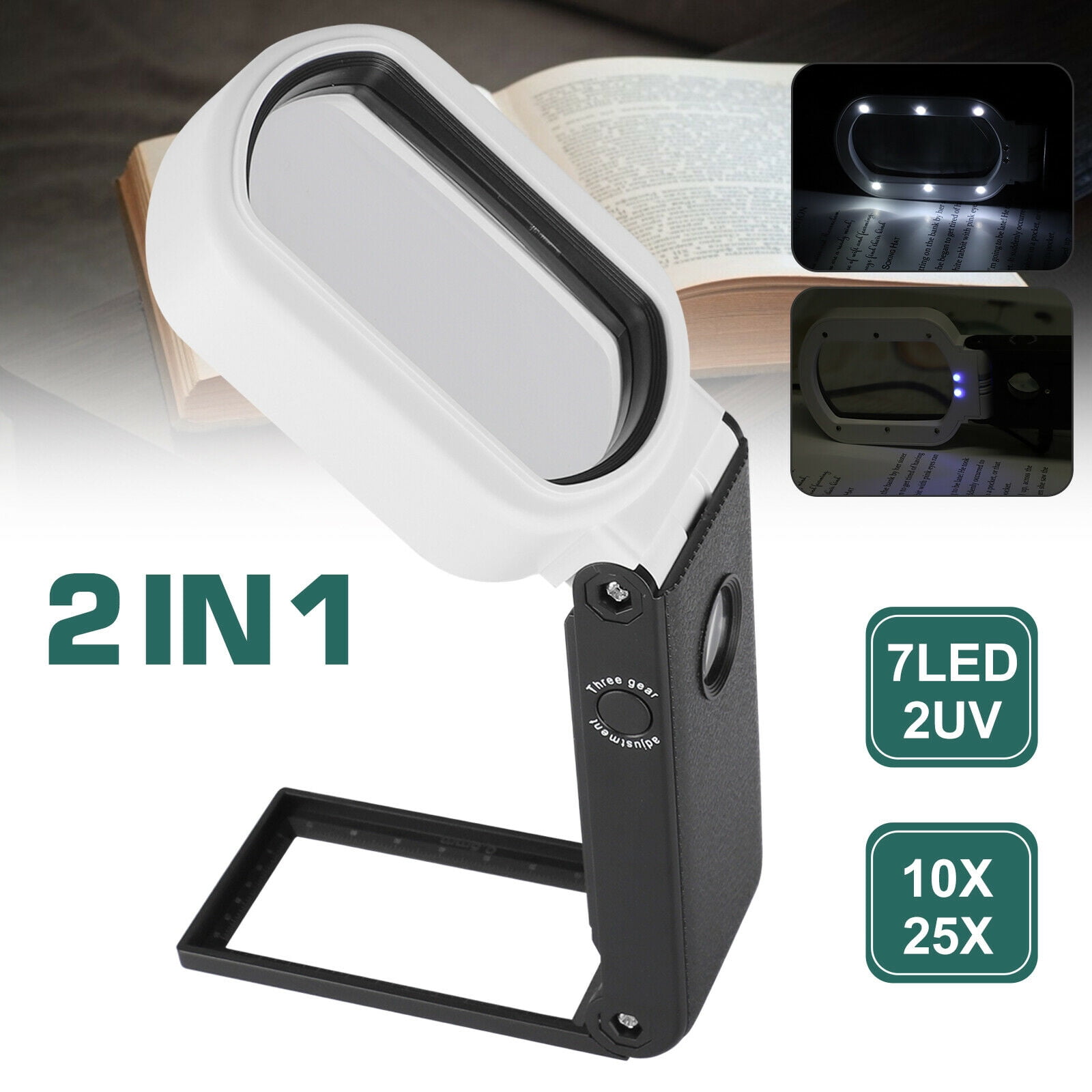 Rechargeable 10/25X Magnifier 9 LED Light Magnifying Crafts Glass Lens Desk Lamp