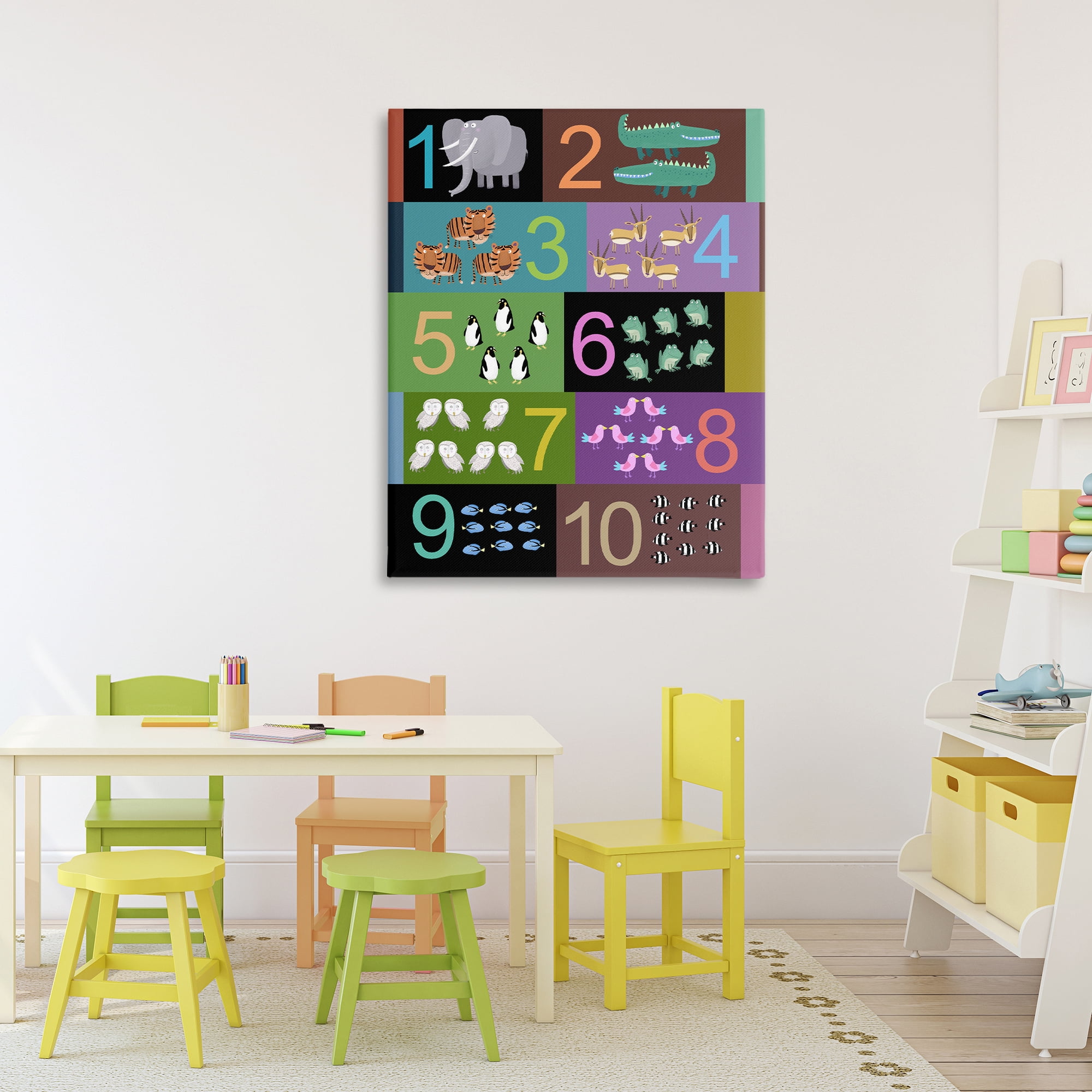 Blocked Kid's Educational Counting Canvas Wall Art, design by Carla Daly