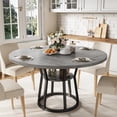 thumbnail image 1 of CazToi Table à Manger Ronde de 47 Pouces pour 4, Table de Cuisine Style Ferme Moderne avec Tablette de Rangement, Table Ronde Gain de Place, 1 of 7
