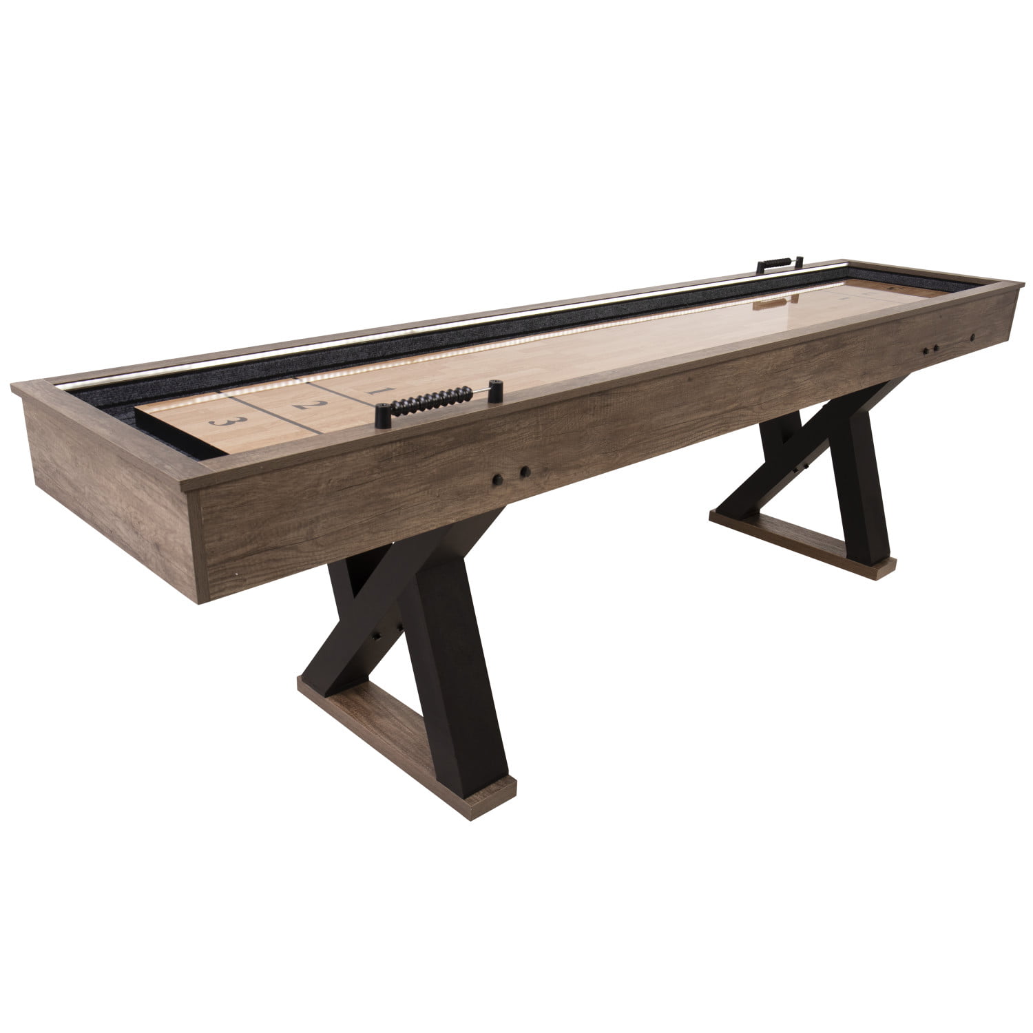 American Legend Kirkwood 9’ LED Light Up Shuffleboard Table with Bowling 