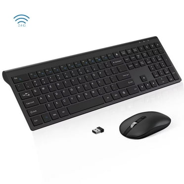 Wireless Keyboard and Mouse Combo, cimetech 2.4G Full-Sized Ultra-Slim Computer Keyboard and 3 Level DPI Adjustable Cordless USB Mouse for Computer/Laptop/PC/Windows（Black）