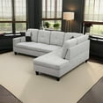 thumbnail image 2 of Hommoo Sofa Set, Flannel 2-Piece Couch Living Room Sofa Set, Light Grey, 2 of 8