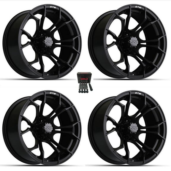 GTW Spyder 15" Golf Cart Wheels/Rims Matte Black (3 4) Yamaha