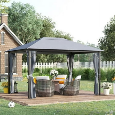 Fithood 10ft x 13ft Patio Gazebo-Gray-AS