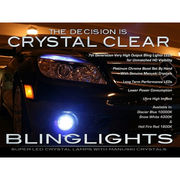 For 2008 2009 2010 Mercedes-Benz C300 Sport Sedan Blue LED Foglamps Fog Lamps Driving Lights Kit C 300 w204