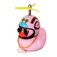 thumbnail image 1 of Adornos de pato rosa para coche, decoraciones para salpicadero de coche, gafas geniales, pato con casco de hélice, cadena dorada, 1 of 9