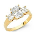 thumbnail image 2 of 14k White Italian Gold Emerald & Princess 1.25 ct CZ Engagement Ring, 2 of 2