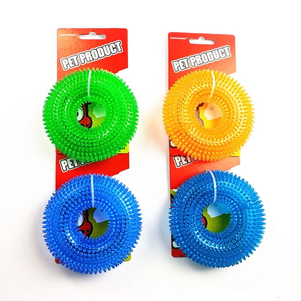 Juguete para perros resistente a las mordeduras con sonido, TPR, con púas, anillo para pinchar los molares, pelota elástica para limpiar los dientes y eliminar el sarro, juguete para mascotas