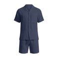 thumbnail image 5 of FNFYFH Men's Summer Beach Outfits 2 Piece Short Sleeve Shirts and Shorts Vacation Texture Linen Sets for Men, 5 of 10