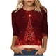 thumbnail image 2 of Fiudx Ofertas y Liquidaciones Camiseta con Estampado Navideño a La Moda para Mujer, Blusa con Mangas 3/4, Tops Informales con Cuello Redondo, 2 of 5