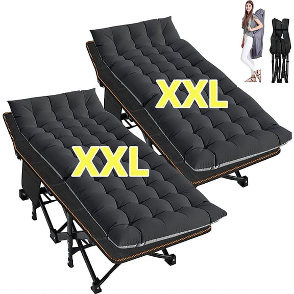 MOPHOTO 2 Pack Oversized 78"*32" Portable Folding Bed for Adults, Heavy Duty Outdoor Camping Cot with Mattress, Rollaway Guest Bed Sleeping Cot with Carry Bag