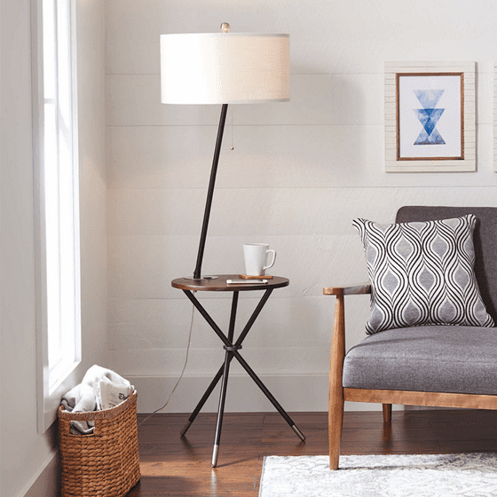 Better Homes And Gardens 4 9 Tripod End Table Floor Lamp Black Dark Oak Finish