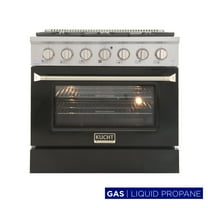 Kucht Professional 36" Stainless Steel Propane Gas Range in Black/Silver