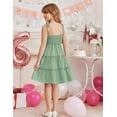 thumbnail image 3 of Oudiya Girls Summer Sundress Spaghetti Strap Boho Cami Ruffled Tiered Dresses Casual Midi Party Dress, 5-13Y, 3 of 6
