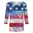thumbnail image 4 of Womens 4th of July 3/4 Length Sleeve Tops Casual Crew Neck Tunic T-Shirts Funny Graphic Tees American Flag Stars Stripes Shirts Summer Tops Independence Day Patriotic Tees Loose Comfy Blouses, 4 of 5