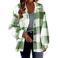 thumbnail image 3 of Jinhomg Womens Casual Fleece Coat Thermal Comfy Long Sleeve Button Down Shirt Jacket Soft Cozy Plaid Print Sherpa Lined Outerwear Ladies Gift 90 off Clearance Sale Army Green M, 3 of 7