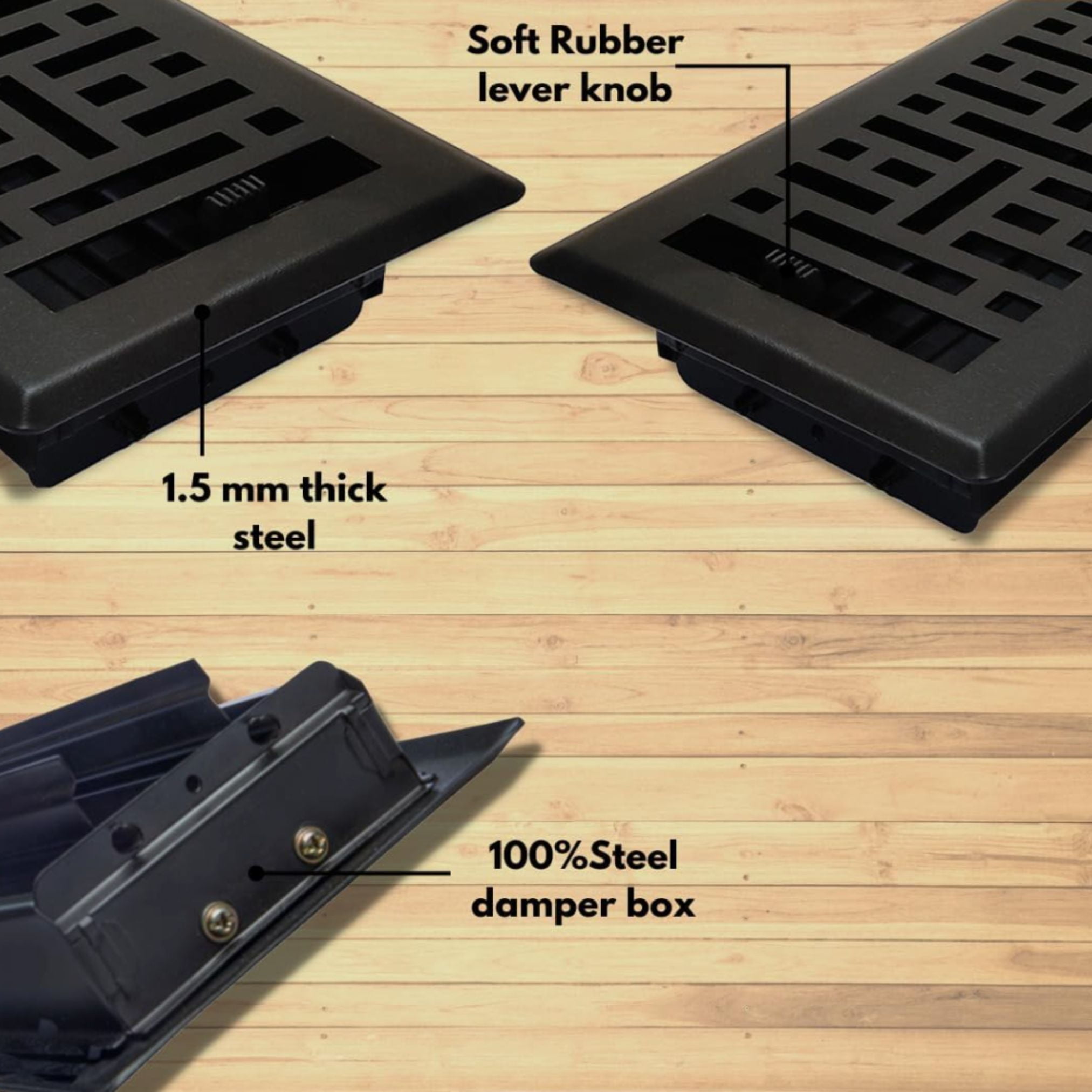 Sierra Grates Metro Floor Register 4 inch X 14 inch Cast Iron Black