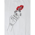 thumbnail image 5 of Ma Croix Womens Graphic Print Razor Blade Lips Lightweight T Shirt, 5 of 6