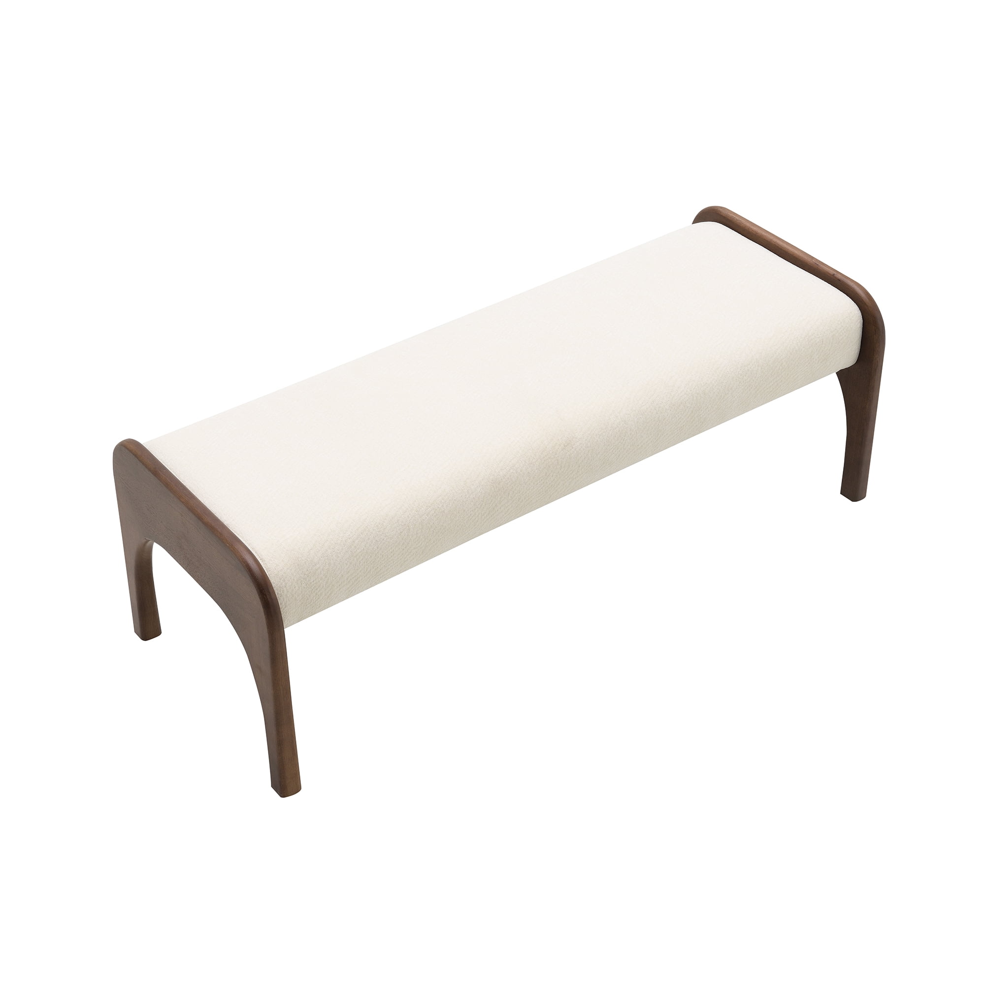 50.25 Inch Upholstered Long Bench, Modern Dining Bench with Soft Chenille Fabric and Rubber Wood Legs, 6 Inch Thick Padded Seat for Kitchen Table Bedroom Entryway, Beige