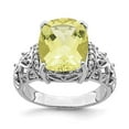thumbnail image 6 of 925 Sterling Silver Rhodium-Plated Diamond and Checker-Cut Lemon Quartz Ring Size 7, 6 of 6
