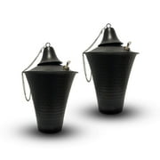 Legends International Kona Style Tabletop Tiki Torch Hammered Black - 2 Pack