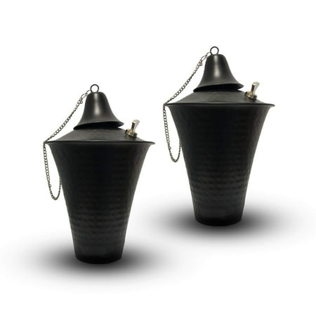Legends International Kona Style Tabletop Tiki Torch Hammered Black - 2 Pack