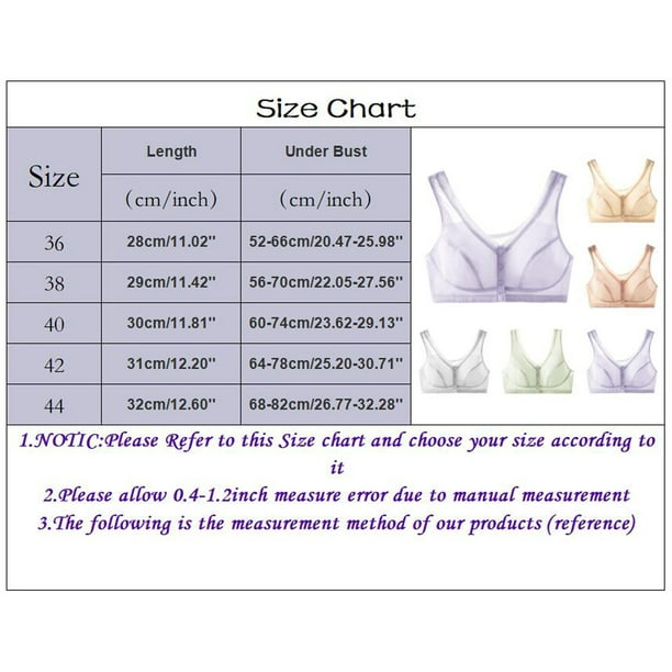 Aayomet Bralettes for Women Lace Silk Traceless Summer Thin Front Button  Bra Without Steel Rings Medium and Old Age (Gray, 38) 